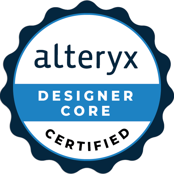 Alteryx Designer Core certification badge